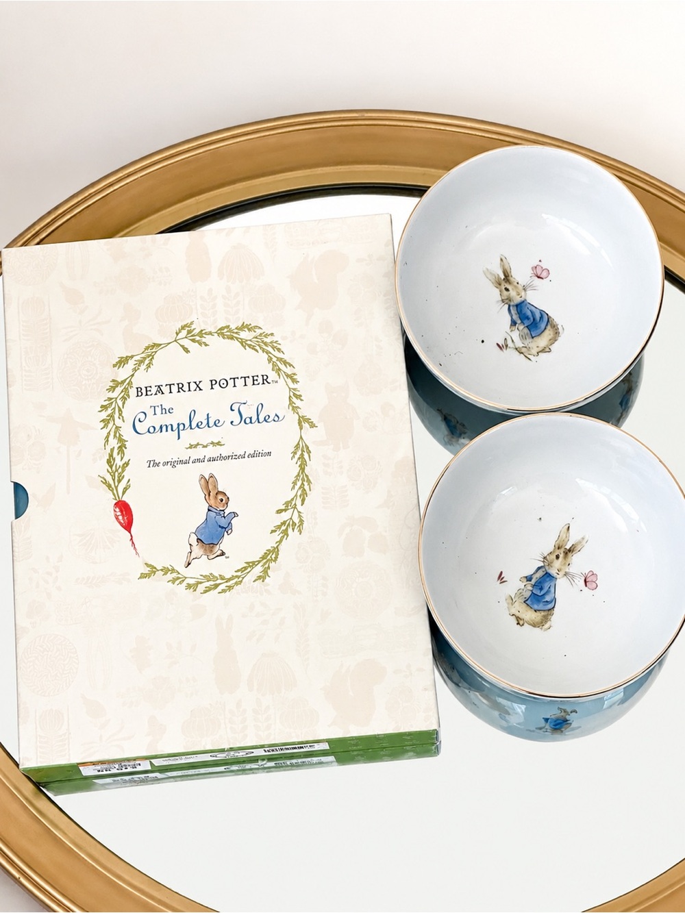Beatrix Potter Peter Rabbit Complete Tales Book Gift Set w/ 2 Bunny Bowls